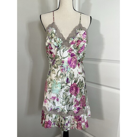 Victoria’s Secret Gold Label White Floral Mini Slip Dress Medium EUC - Picture 1 of 8
